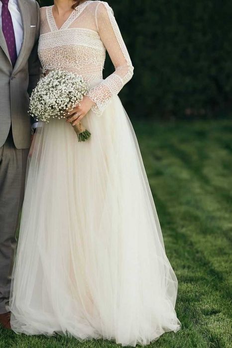 Rochie mireasa Divine Atelier matase si tulle marime 34-36 S