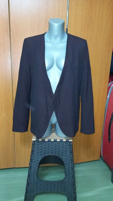 NOU! Sacou Next UK negru-maro model deosebit asimetric in colt, M