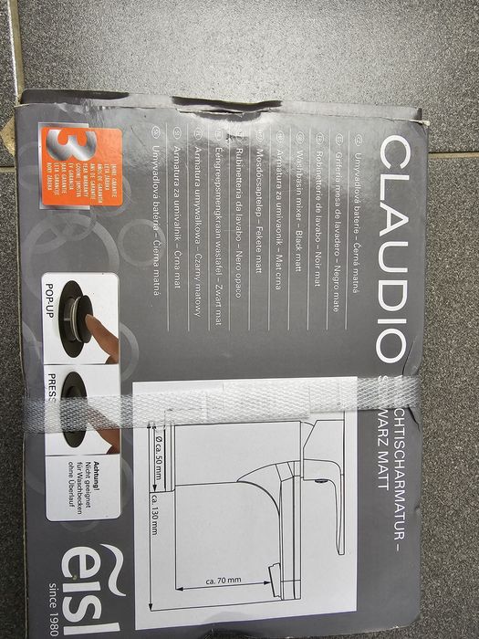 Baterie pentru lavoar baie Negru mat