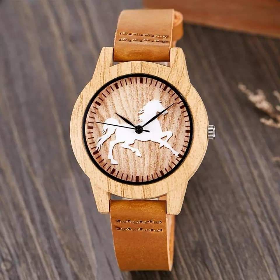 Луксозен дървен мъжки часовник - каишка от еко кожа+луксозна кутийка