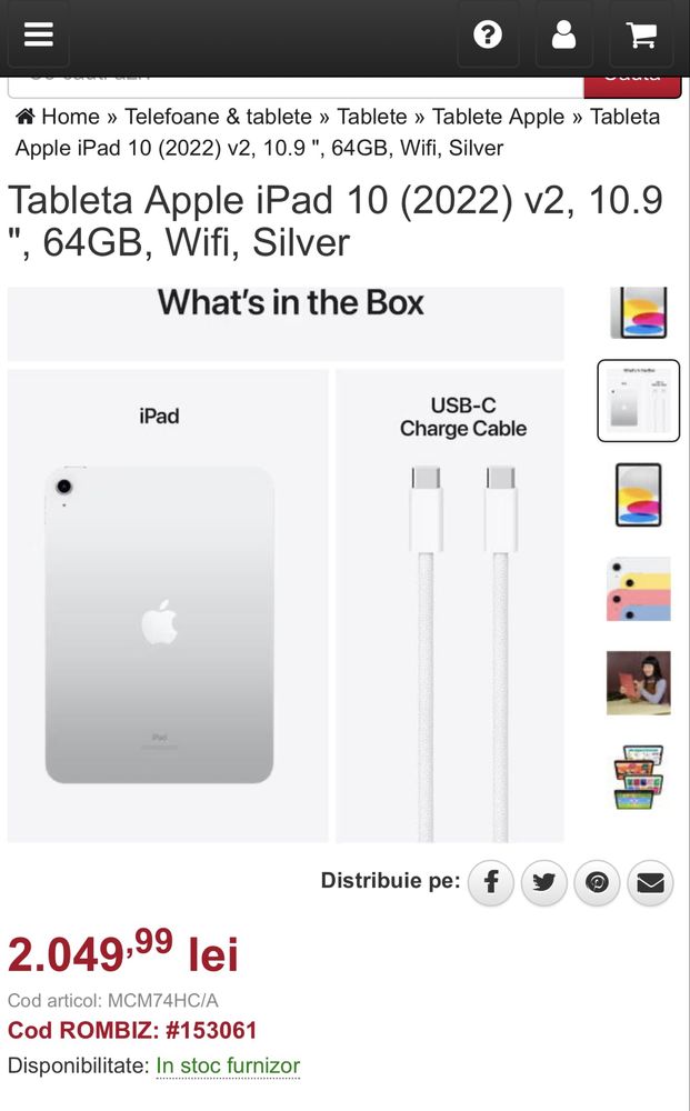 Ipad 10  nou, sigilat garantie 2026
