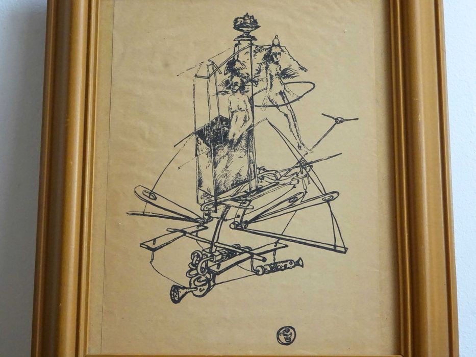 Tablou Stefan Caltia, ’Mașinărie’ - Litografie veche si deosebita