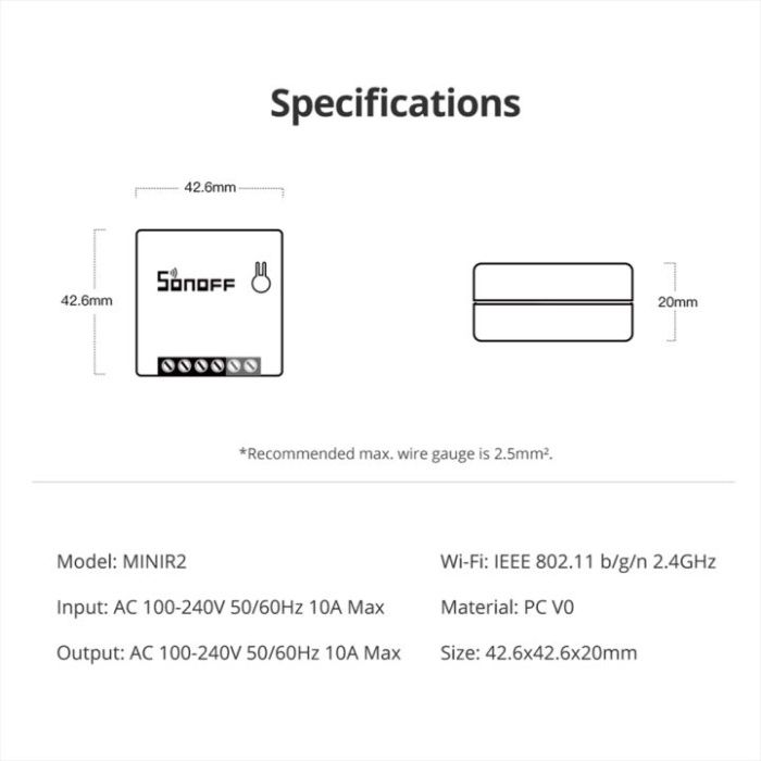 SONOFF MINIR2 - Wifi DIY двупосочен интелигентен превключвател