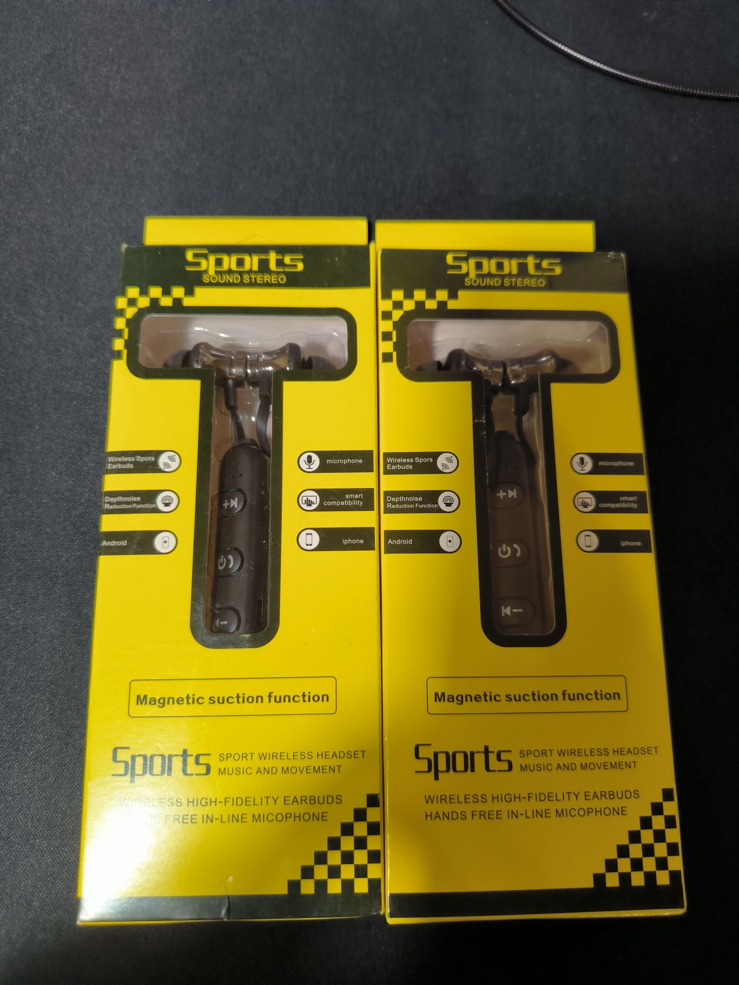 Set 2 Perechi Căști Bluetooth Sport Magnetice // Stoc 60+