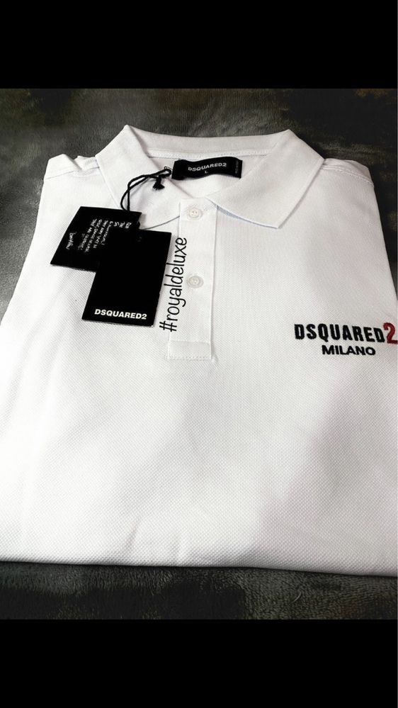 Tricou barbati polo dsquared alb