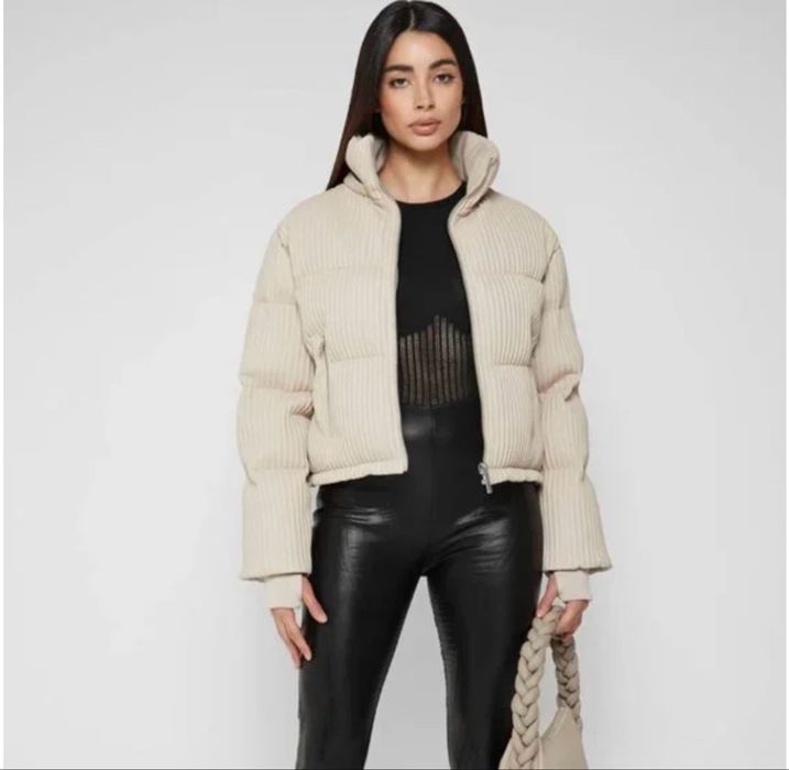 Зимно яке в бежаво с кожа Maniere de voir