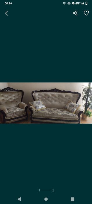 Элегантный диван и два кресла из настоящего дерева