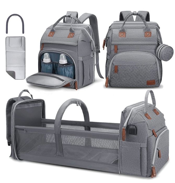 Раница за бебешки принадлежности, сива