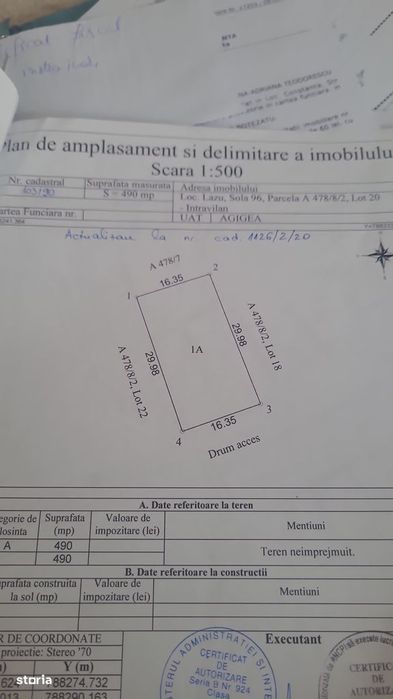 Lazu! Teren intravilan 490mp