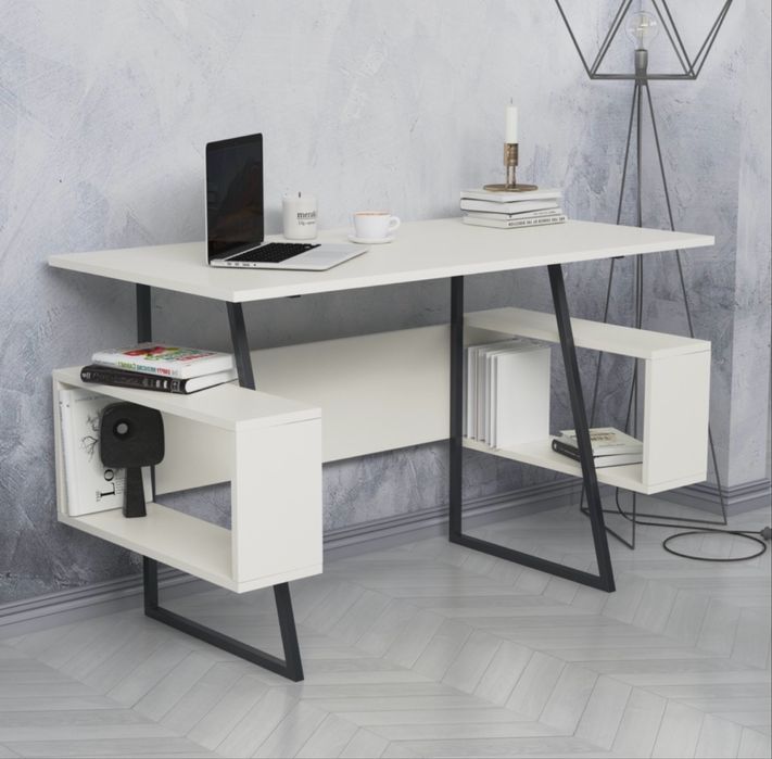 Birou alb 120x600 cadru metalic