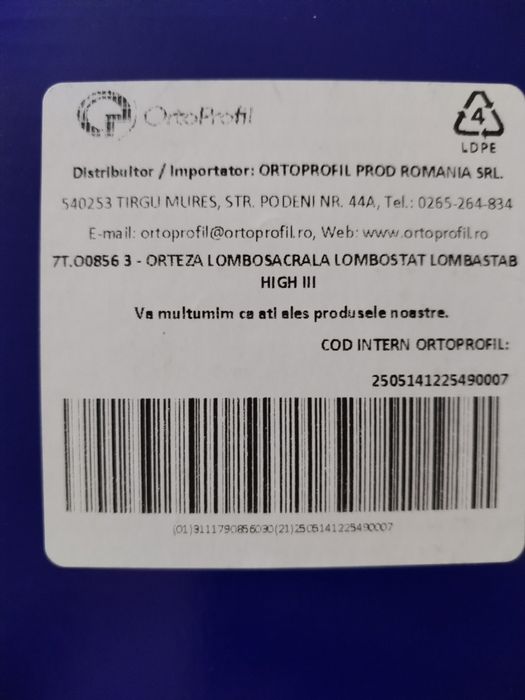 Orteza/ centura Lombosacrala inalta THUASNE LOMBASTAB