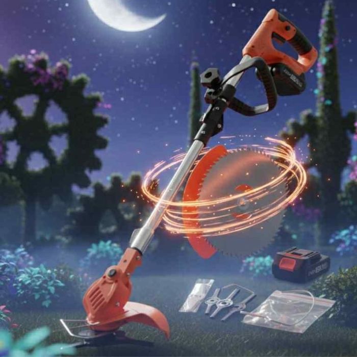 Телескопичен акумулаторен тример за трева 48V с две батерии