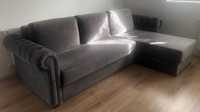 Canapea de tip coltar, extensibila Chesterfield catifea gri