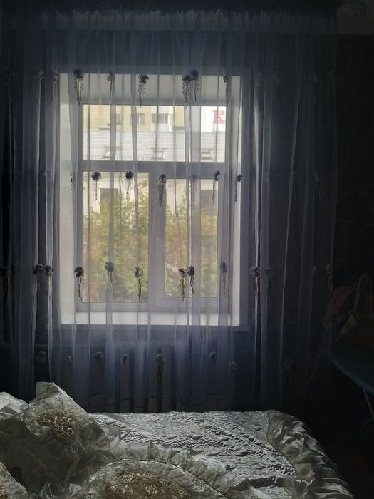 Штора органза голубая