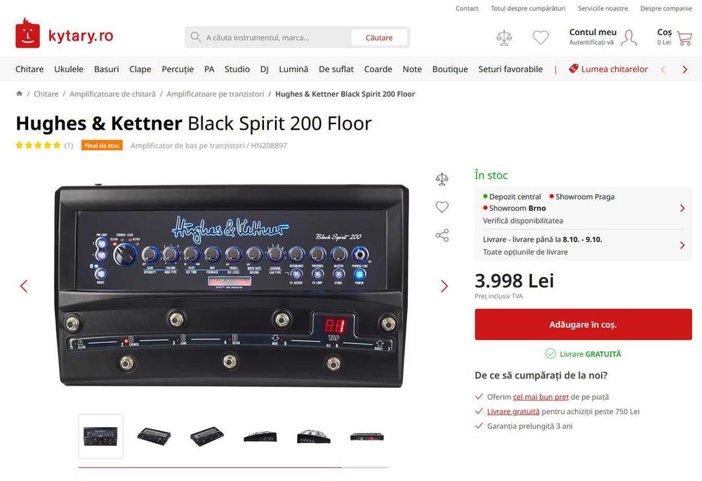Aplificator Chitara Electrica - Hughes & Kettner Black Spirit 200Floor