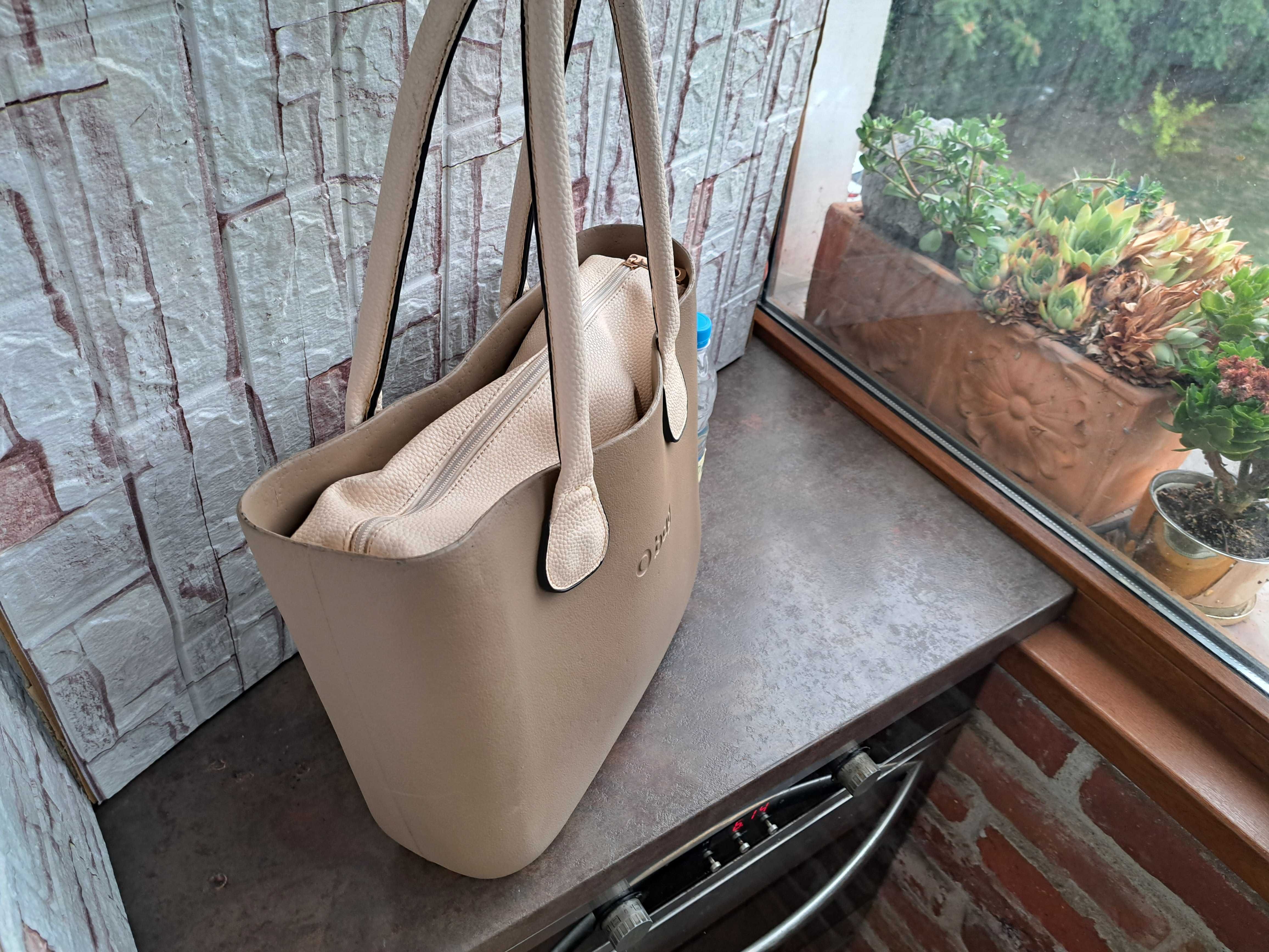 дамска чанта O BAG,бежово ,силиконова,голяма