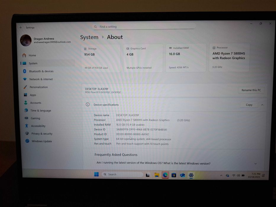 Laptop ASUS ROG x13 flow RTX 3050