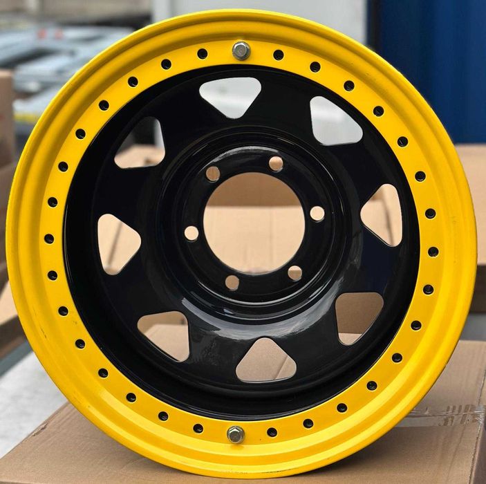 Jante din tabla off road cu BEADLOCK Galben 16x10J 6x139,7 ET-50 CB110