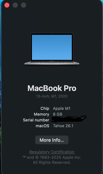 MacBook Pro 13" M1 8GB RAM 512 GB