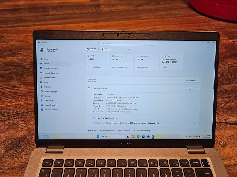 Dell Latitude 5431 14" Intel i7 1270p 16GB DDR5 IPS Touch screen