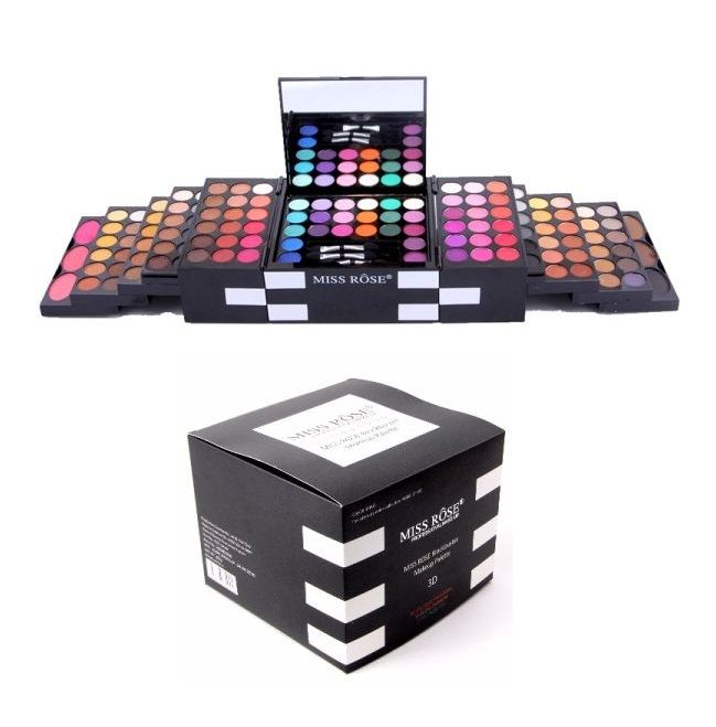 Kit Make Up: Trusa 148 nuante Miss Rose si set 10 pensule machiaj