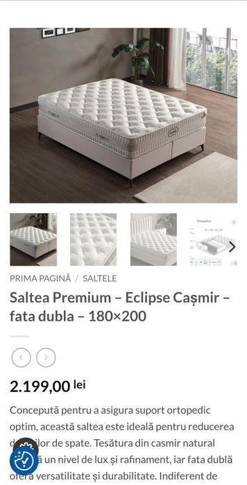 Saltea pat ortopedică Eclipse Cașmir 180x200cm