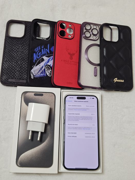 Iphone 15 pro max 256GB  baterie 90% ca nou Full box