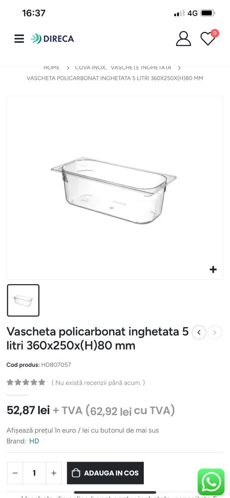 Vaschete policarbonat inghetata 5litri Noi