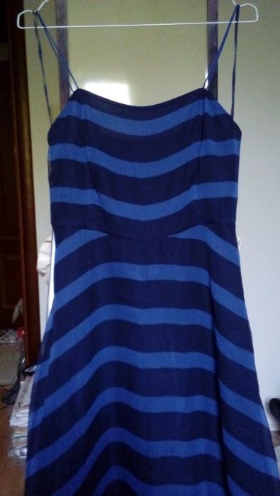 rochie Halston Heritage, voal silk, S, breton/nautical