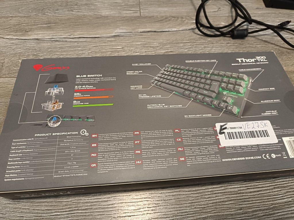 Tastatura mecanica Genesys Thor 300 TKL green