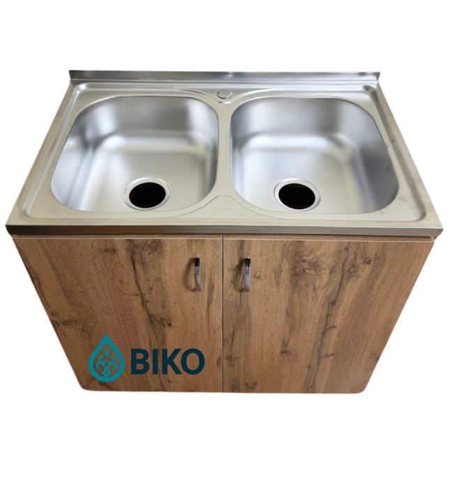 Двойная кухонная мойка с тумбой
