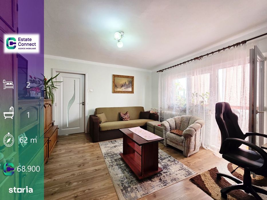 Apartament 2 camere amenajat, etaj 3, bloc reabilitat  - Micalaca