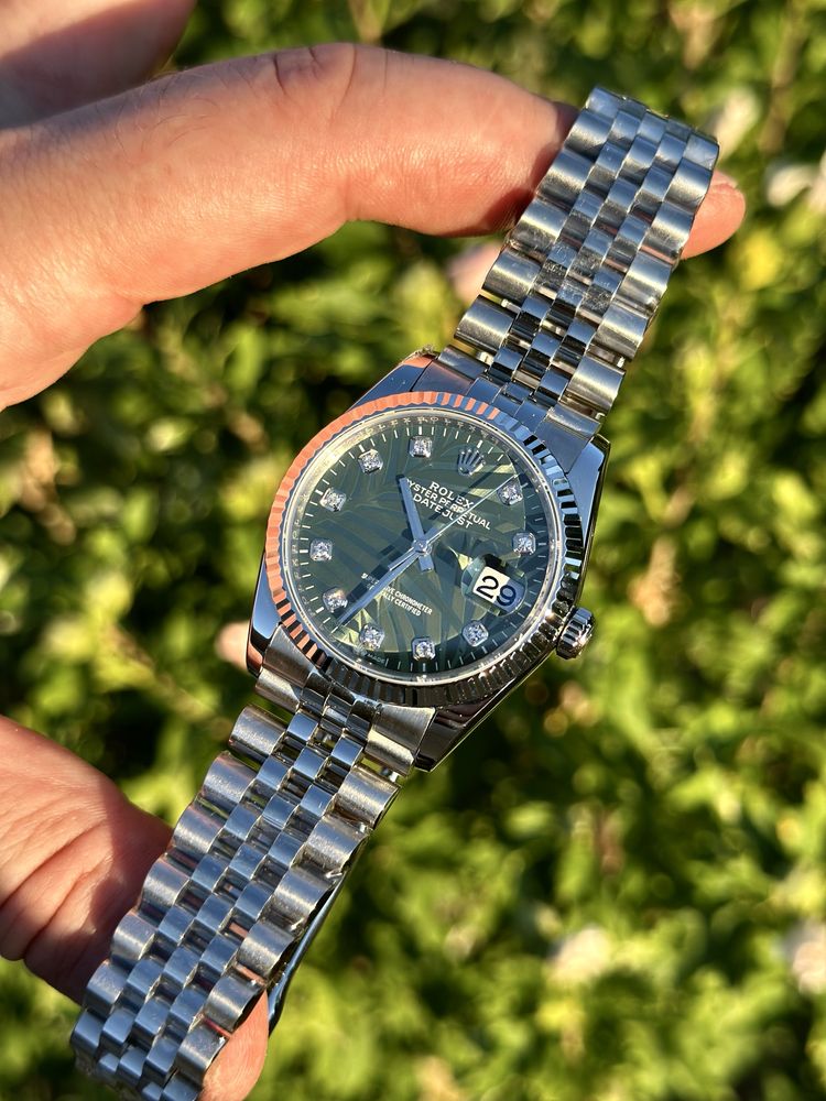 Rolex date-just green palm dial 36 mm