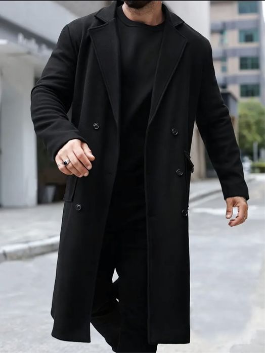Мужское черное пальто