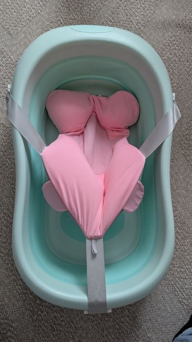 Cadita pliabila cu dop + perna baita