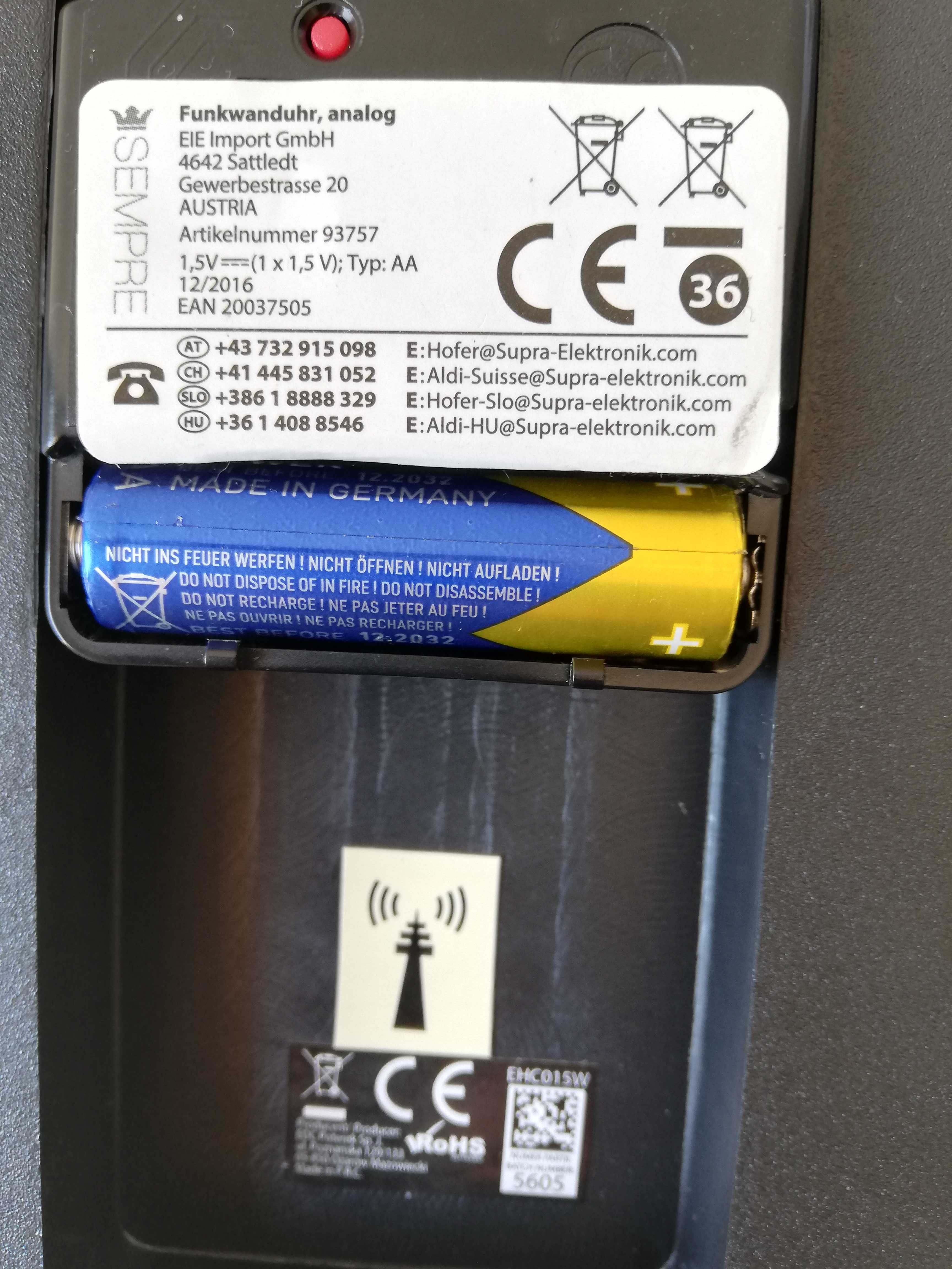 Ceas de perete cu radio control, 30 cm, nou, de interior-exterior