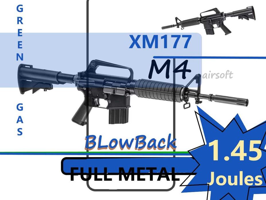 PUSCA XM177 GBR  M4 blowback METAL  airsoft 1.45 Joules
