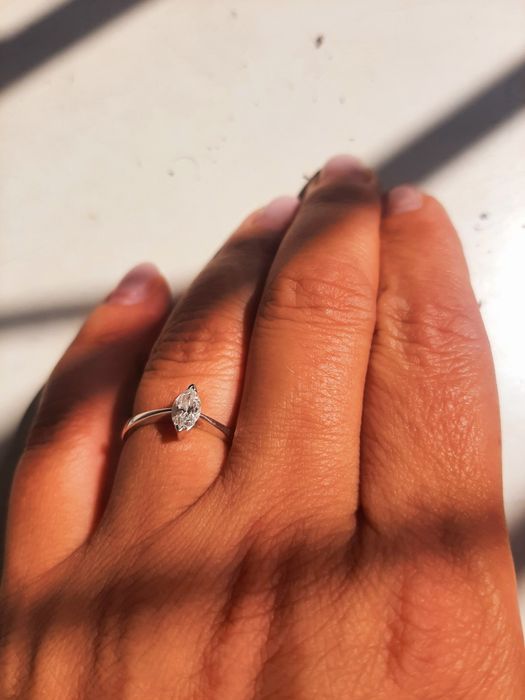 Inel aur alb 18kt, Diamant Marquise 0.46 kt  VS