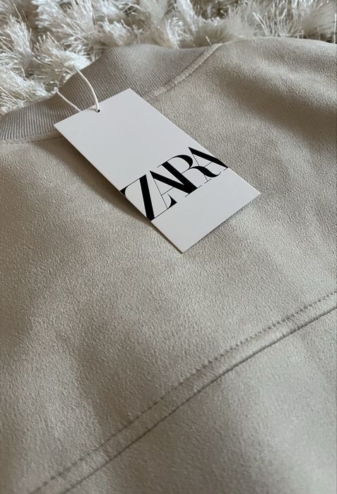 Jacheta Bomber Zara Tip Piele Caprioara/Suede Marime M (noua/eticheta)