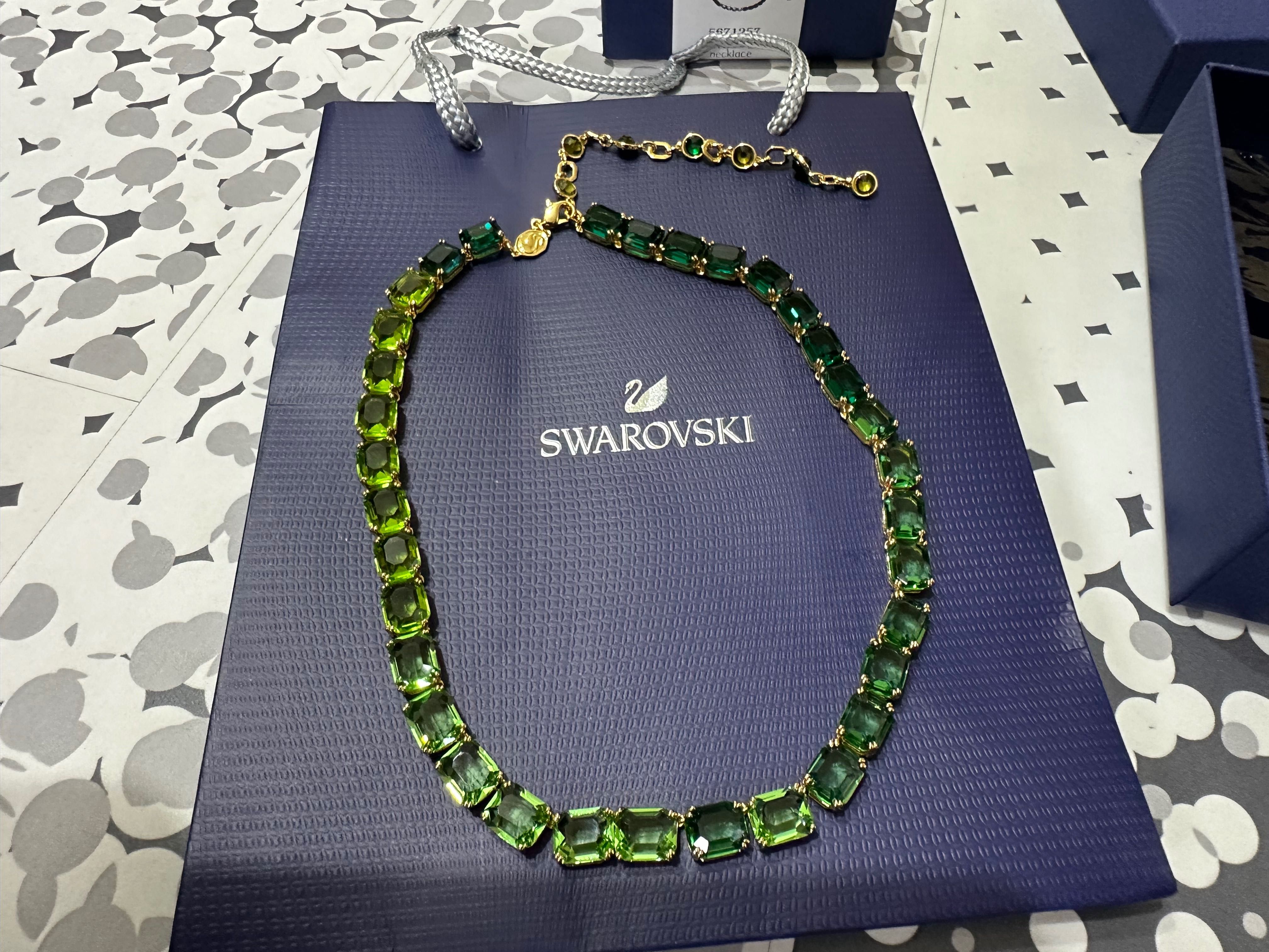 Colier Swarovski Millenia verde gradient taietura octagonala