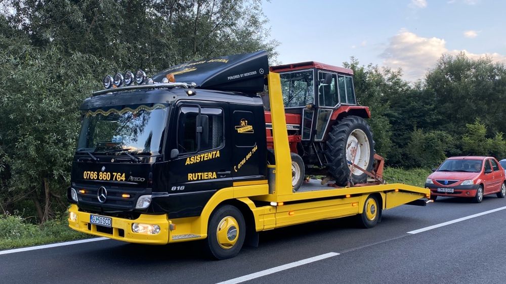Tractari auto Platforma Transport Utilaje Tractoare Dube Novaci Ranca