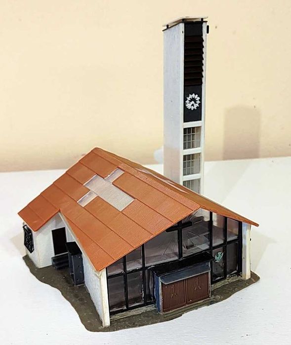 macheta cladiri diorama H0 1:87, turn CFR, .biserica