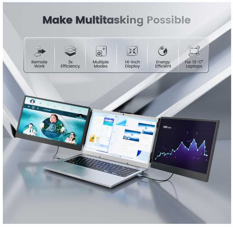 IPS portabil Teamgee S2 triscreen Laptop telefon tip C 1080p Monitor