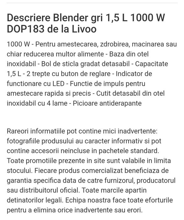 Blender Livoo gri
