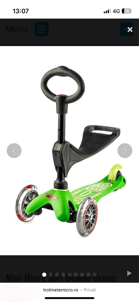 Trotineta copii Mini Micro 3in1 Deluxe Green