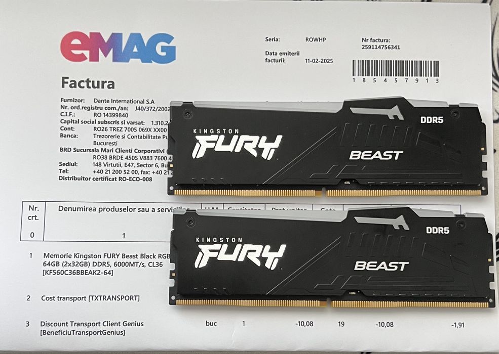 64gb DDR5 Furry Beast RGB 6000Mhz