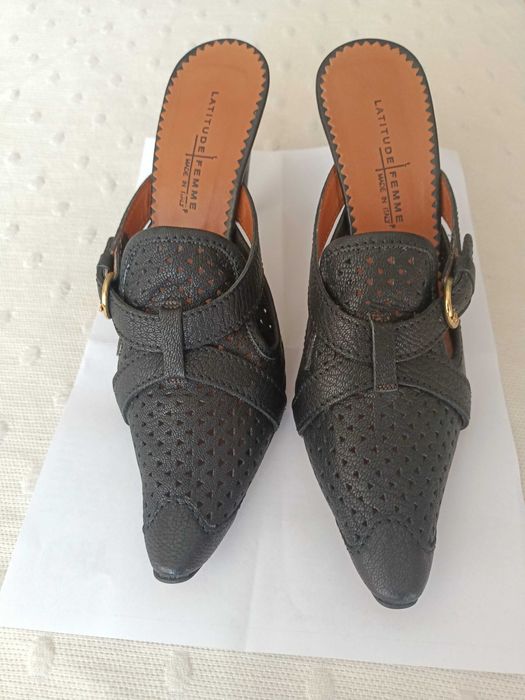 Saboți damă negri piele Italia.