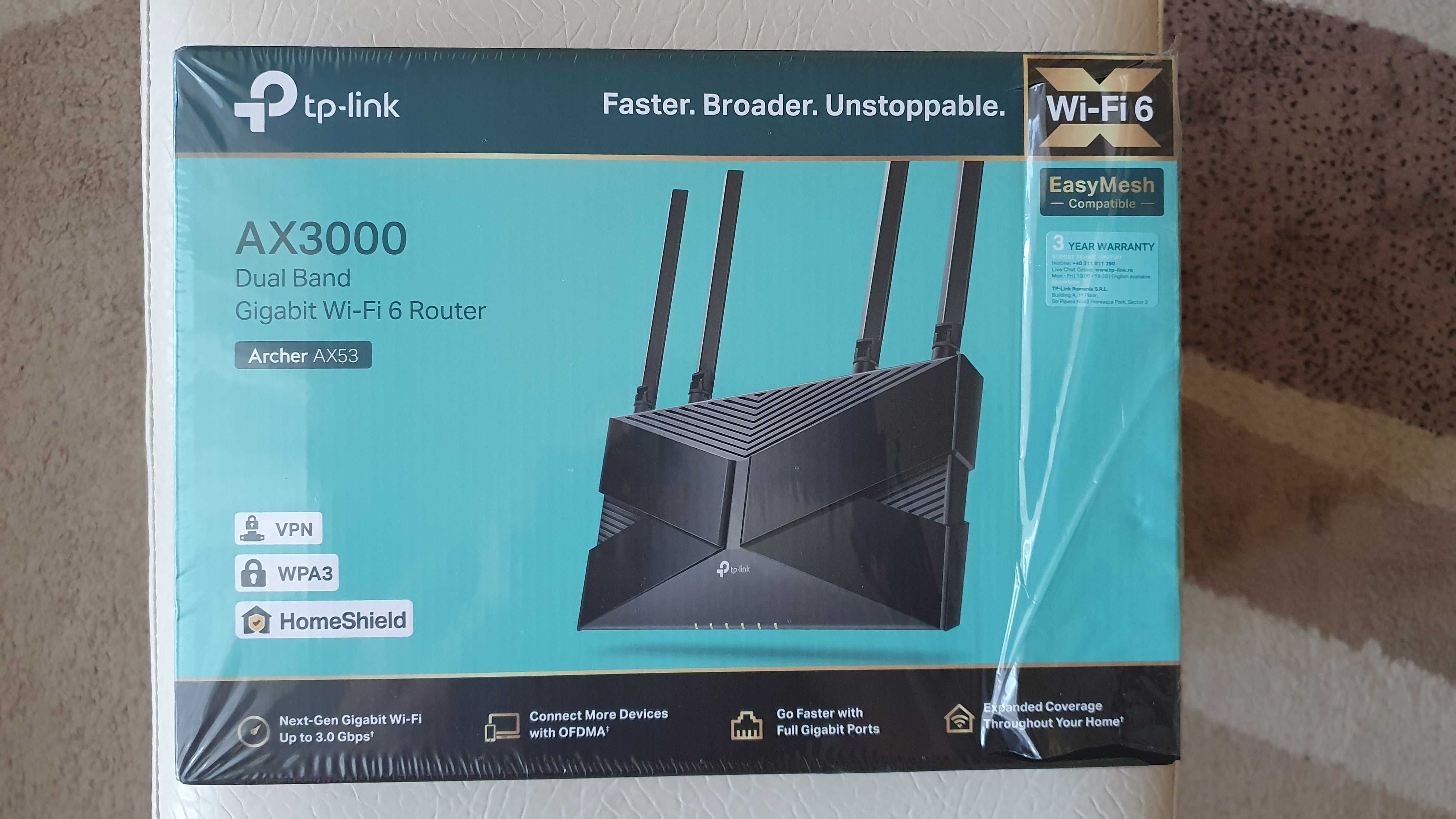 Рутер TP-Link Archer AX53 AX3000 WiFi 6 Gigabit - в гаранция