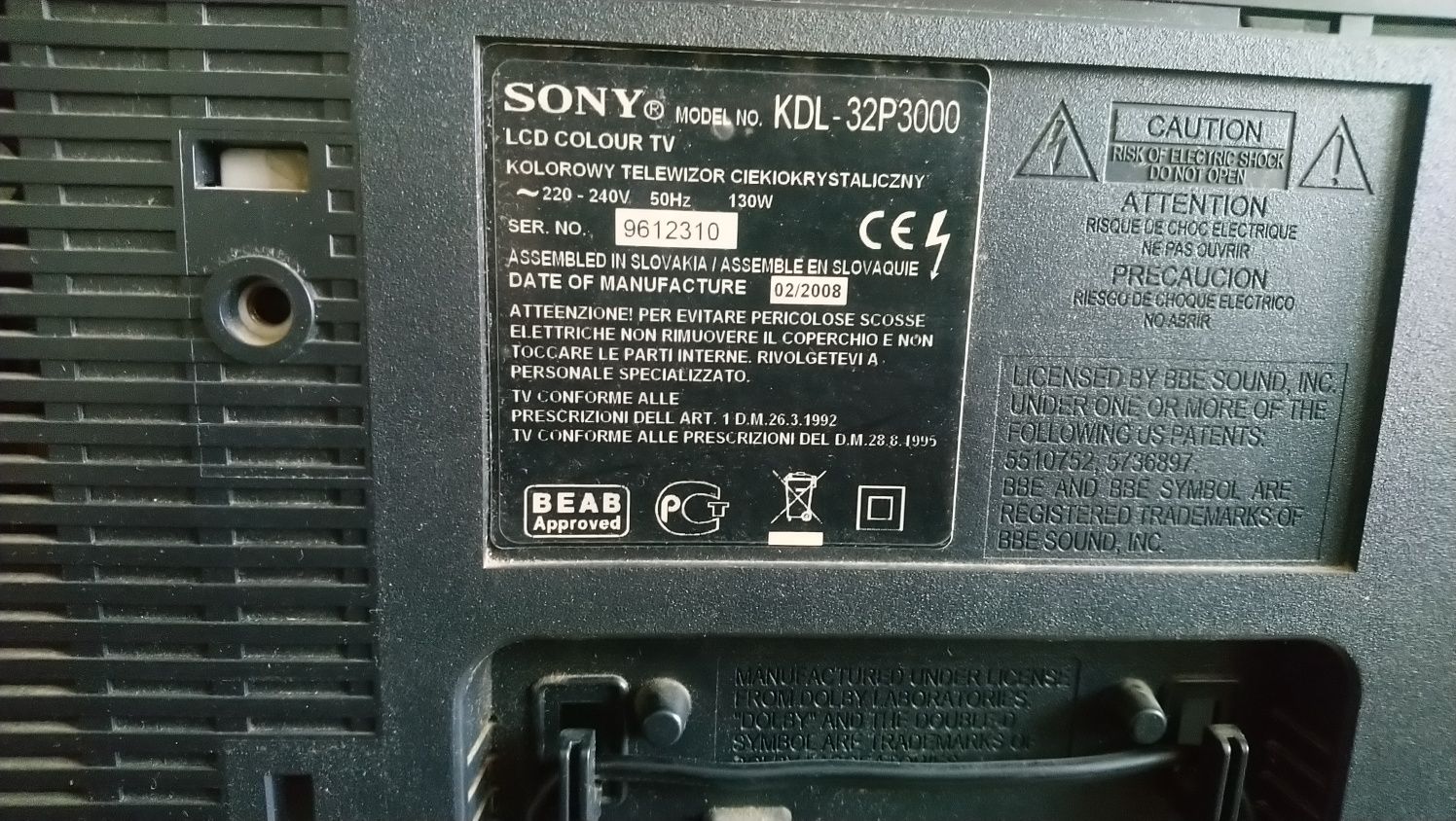 Телевизор Sony BRAVIA KDL-32P3000