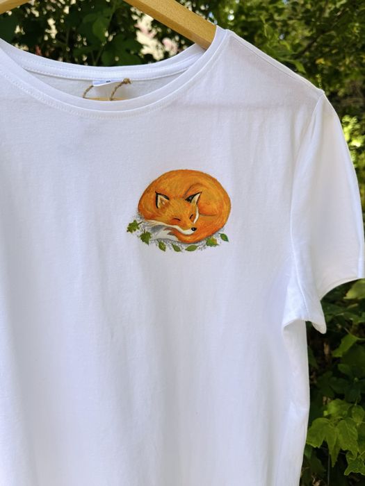 Tricou pictat manual - unicat vulpe